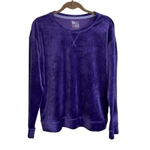 Muk Luks Women's Velour Sweatshirt Sweater Purple Medium NWT